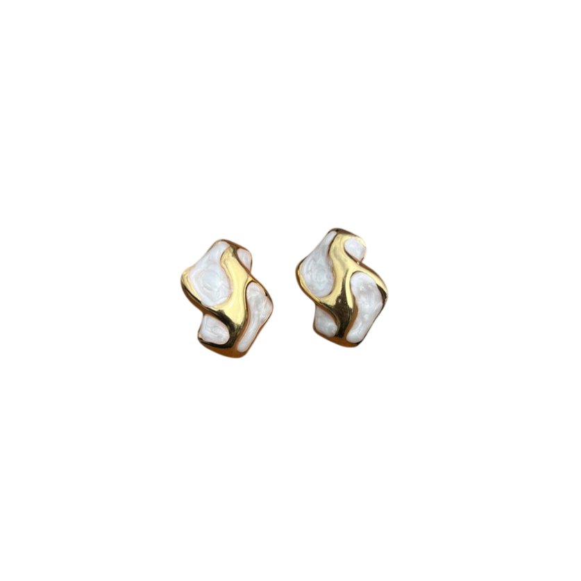 Ivory Enamel & Gold Studs